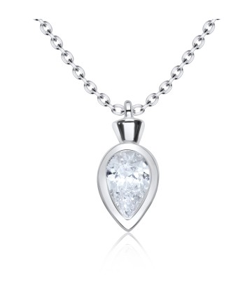 Teardrop Shaped CZ Silver Necklace SPE-3214